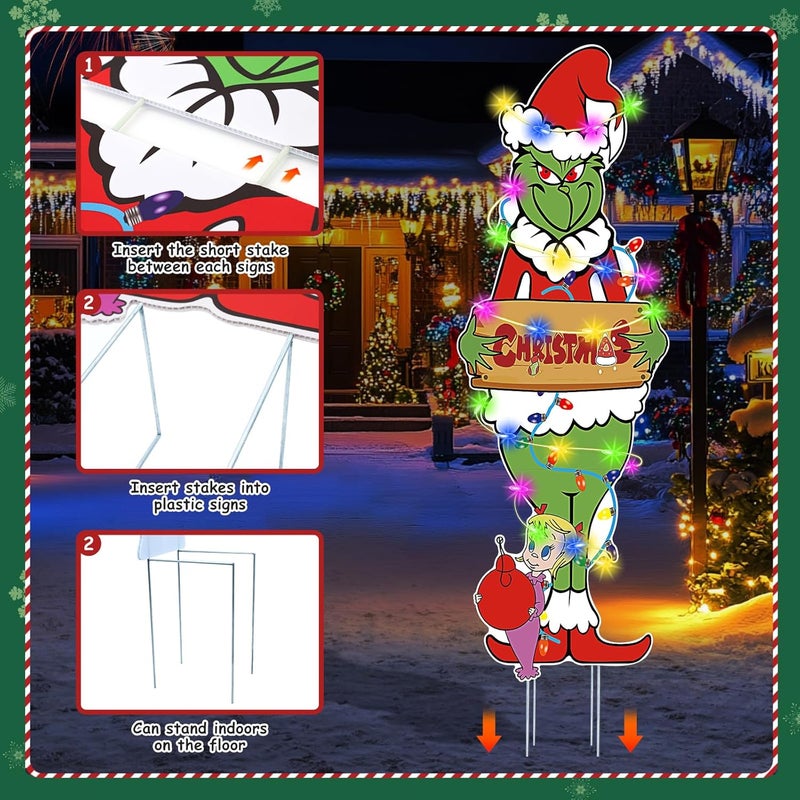 HEORIM 2 Pcs Large Christmas Outdoor Decorations with Metal Stakes Merry Christmas Yard Signs for Lawn, Garden Yard Decor - Image 5